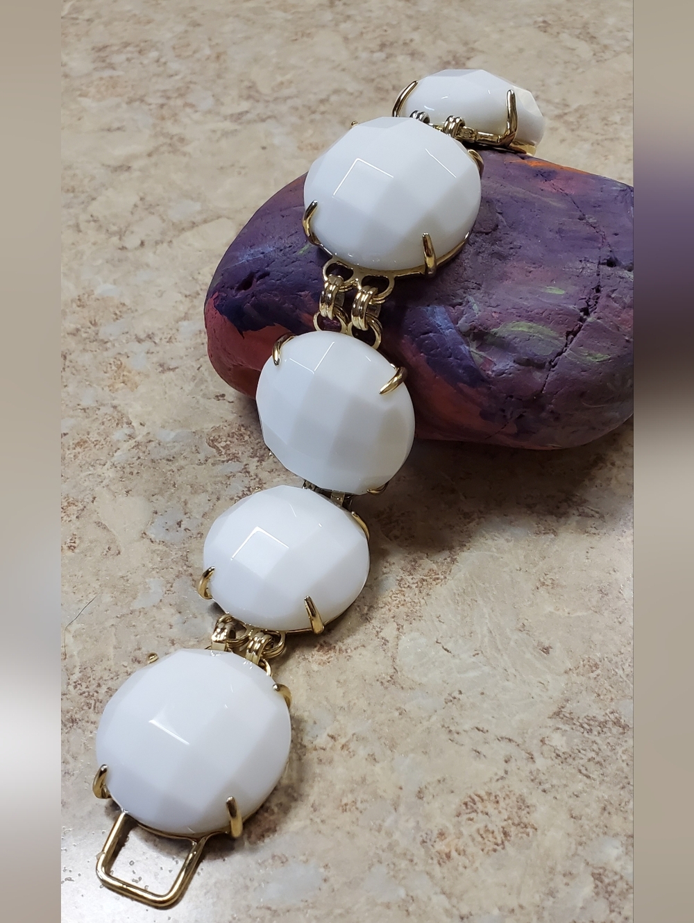 Kendra Scott Cassie Gold-tone Bracelet with White Faceted Stones